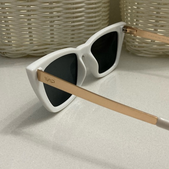 WearMe Pro (WMP) White and Gold Cat Eye Sunglasses - Picture 5 of 13